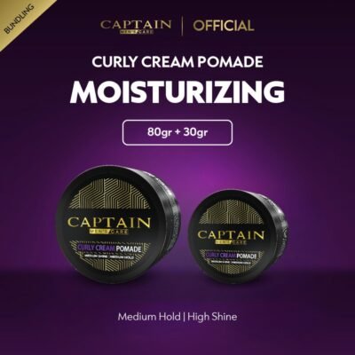 Bundling - Captain Men's Care Curly Cream Pomade Reguler + Curly Cream Pomade Travel Size
