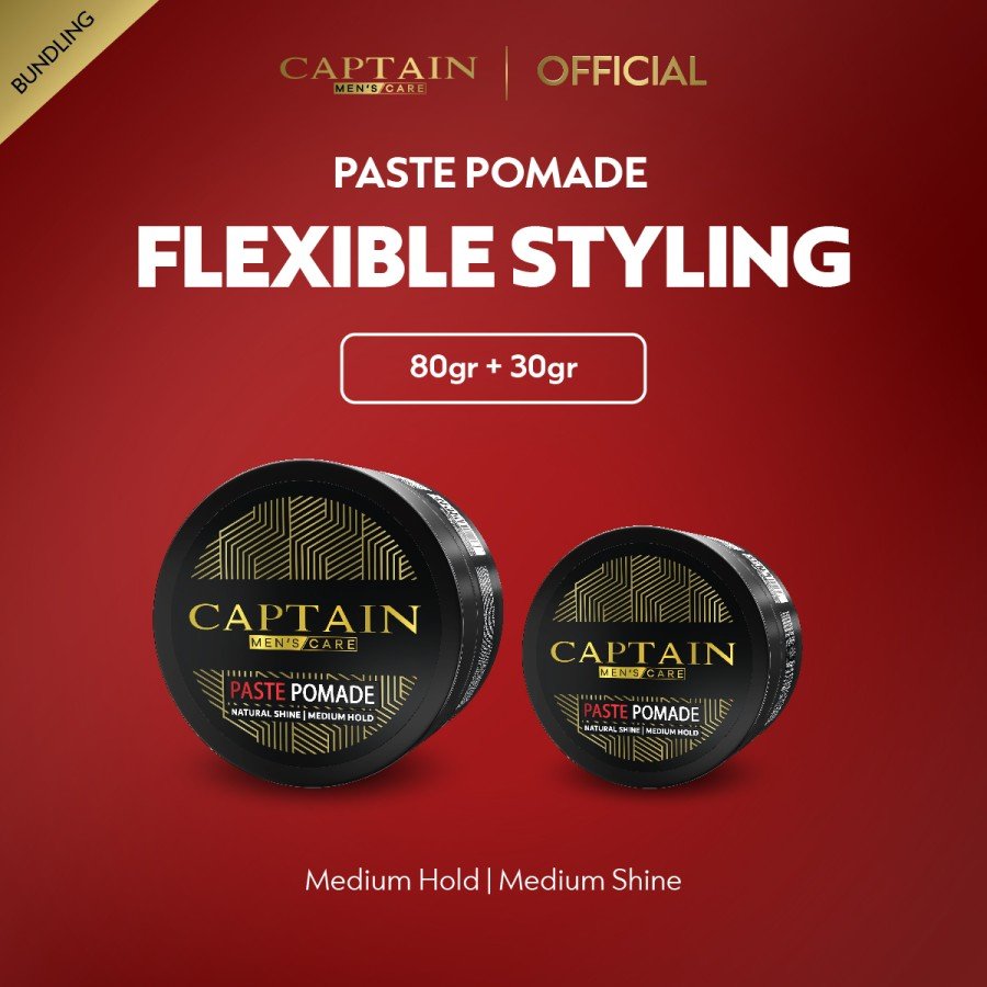 Bundling - Captain Men's Care Paste Pomade Reguler + Paste Pomade Travel Size