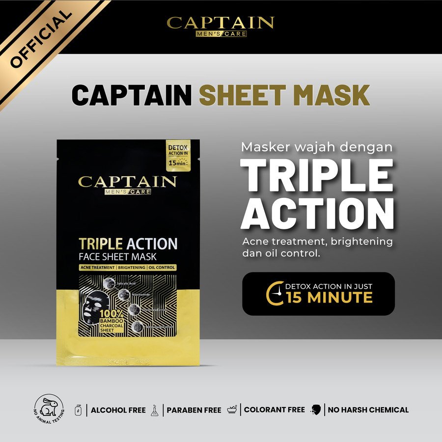 Captain Men's Care Triple Action Face Sheet Mask 1